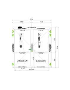 Aluminium Tür Brandschutztür 2250 x 2350 mm MB-78EI T30 2