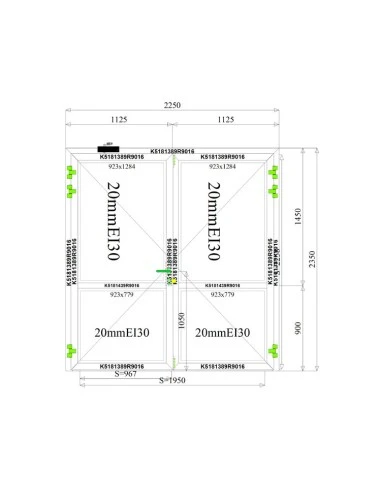 Aluminium Tür Brandschutztür 2250 x 2350 mm MB-78EI T30