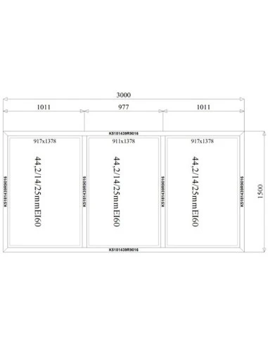 Aluminium Brandschutzfenster 3000 x 1500 mm MB-78EI F60