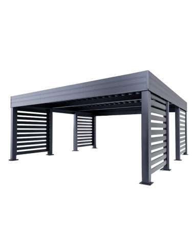 Carport Metall mit Seitenwand 4+0 Modern Garage Doppel 6 x 6 m