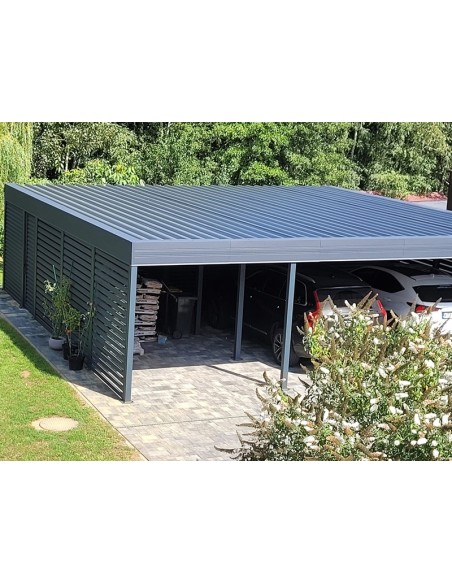 Carport Metall mit Seitenwand 4+0 Modern Garage 3 x 6 m
