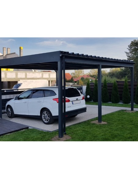Carport Metall mit Seitenwand 6+0 Modern Garage Doppel 6 x 6 m
