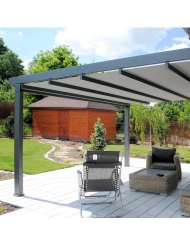 Pergola ﻿Wandmontage 2500 x 6500 mm - Stoff-Pergola