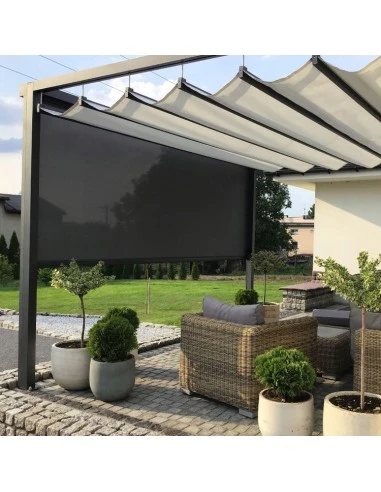 Pergola ﻿Wandmontage 2500 x 6500 mm - Stoff-Pergola