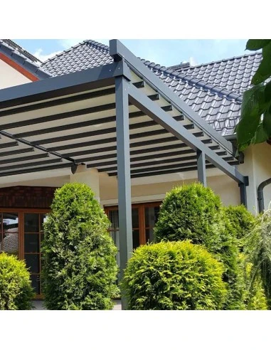 Pergola ﻿Wandmontage 2500 x 6500 mm - Stoff-Pergola