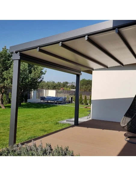 Pergola ﻿Wandmontage 2500 x 6500 mm - Stoff-Pergola