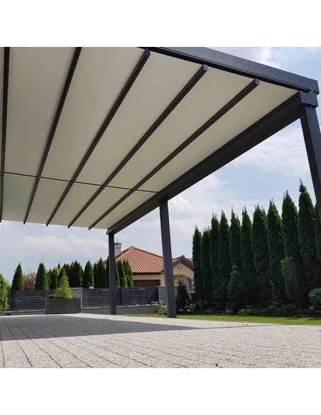 Pergola ﻿Wandmontage 2500 x 6500 mm - Stoff-Pergola