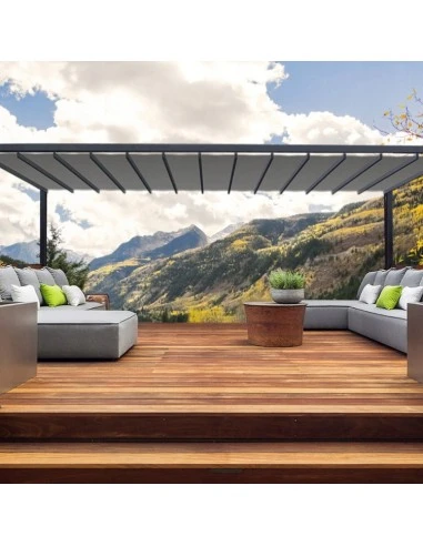 Pergola ﻿Wandmontage 2500 x 6500 mm - Stoff-Pergola