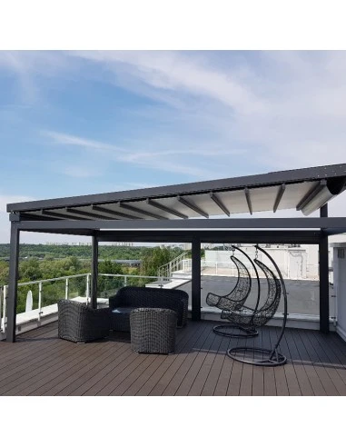 Pergola ﻿Wandmontage 2500 x 6500 mm - Stoff-Pergola
