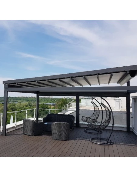 Pergola ﻿Wandmontage 2500 x 6500 mm - Stoff-Pergola