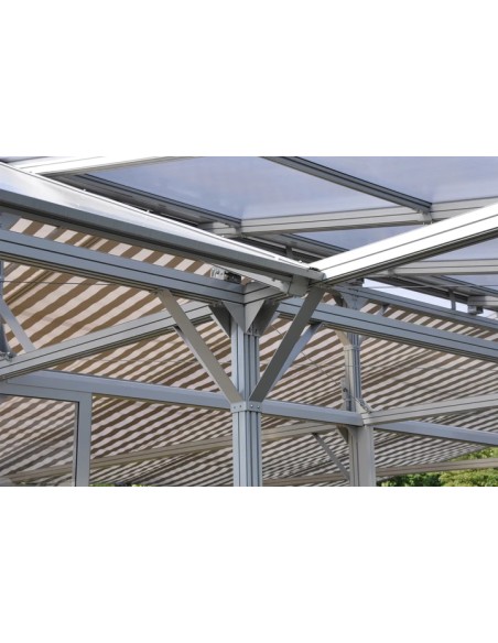 Pergola ﻿Wandmontage 2500 x 6500 mm - Stoff-Pergola