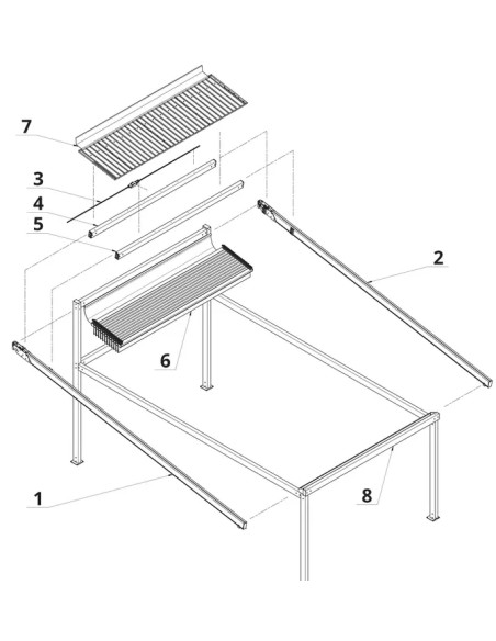 Pergola ﻿Wandmontage 2500 x 6500 mm - Stoff-Pergola