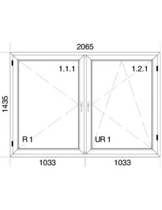 Kunststofffenster PVC 2065 x 1435 mm Dreh | Dreh-Kipp - Aluplast Ideal 4000 2