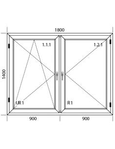 Kunststofffenster PVC 1800 x 1400 mm Dreh-Kipp | Dreh - Aluplast Ideal 4000 2