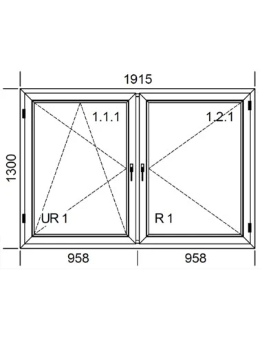Kunststofffenster PVC 1915 x 1300 mm Dreh-Kipp | Dreh - Aluplast Ideal 4000