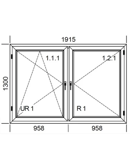 Kunststofffenster PVC 1915 x 1300 mm Dreh-Kipp | Dreh - Aluplast Ideal 4000