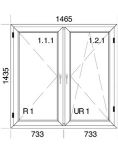 Kunststofffenster PVC 1465 x 1435 mm Dreh | Dreh-Kipp - Aluplast Ideal 4000 2
