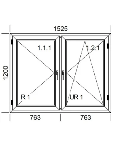 Kunststofffenster PVC 1525 x 1200 mm Dreh | Dreh-Kipp - Aluplast Ideal 4000