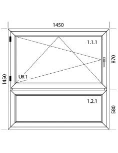 Kunststofffenster PVC 1450 x 1450 mm Dreh-Kipp | Festverglasung - Aluplast Ideal 4000 2