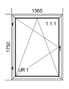 Kunststofffenster PVC 1365 x 1750 mm Dreh-Kipp - Aluplast Ideal 4000 2