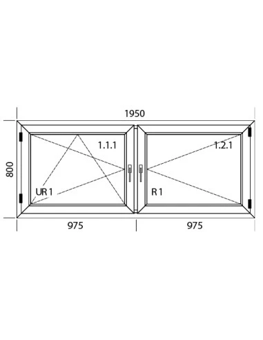 Kunststofffenster PVC 1950 x 800 mm Dreh-Kipp | Dreh - Aluplast Ideal 4000