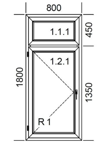 Kunststofffenster PVC 800 x 1800 mm Festverglasung | Dreh - Aluplast Ideal 4000