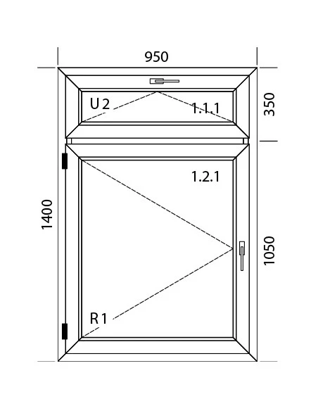 Kunststofffenster PVC 950 x 1400 mm Kipp | Dreh - Aluplast Ideal 4000