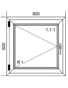 Kunststofffenster PVC 800 x 800 mm Dreh - Aluplast Ideal 4000 2