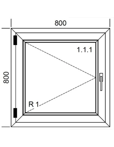 Kunststofffenster PVC 800 x 800 mm Dreh - Aluplast Ideal 4000