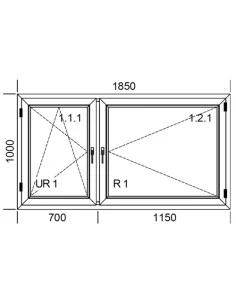 Kunststofffenster PVC 1850 x 1000 mm Dreh-Kipp | Dreh - Aluplast Ideal 4000 2