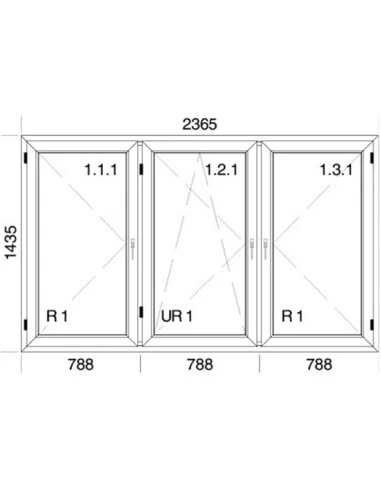 Kunststofffenster PVC 2365 x 1435 mm Dreh | Dreh-Kipp - Aluplast Ideal 4000