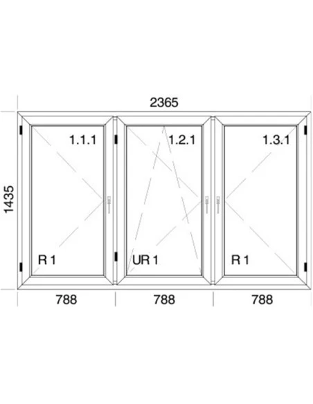 Kunststofffenster PVC 2365 x 1435 mm Dreh | Dreh-Kipp - Aluplast Ideal 4000