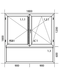 Kunststofffenster PVC 1800 x 1800 mm Dreh | Dreh-Kipp | Festverglasung - Aluplast Ideal 4000 2