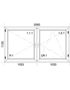 Kunststofffenster PVC 2065 x 1135 mm Dreh | Dreh-Kipp - Aluplast Ideal 4000 2