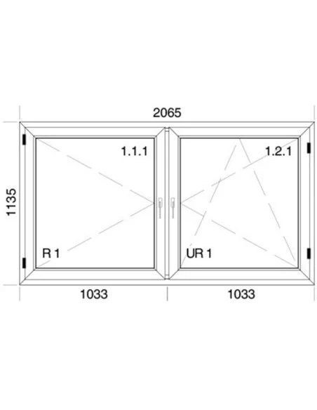 Kunststofffenster PVC 2065 x 1135 mm Dreh | Dreh-Kipp - Aluplast Ideal 4000