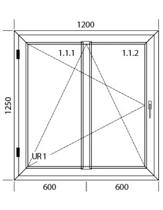 Kunststofffenster PVC 1200 x 1250 mm Dreh-Kipp - Aluplast Ideal 4000 2