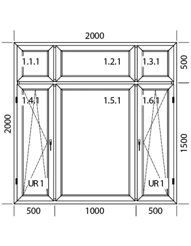 Kunststofffenster PVC 2000 x 2000 mm Festverglasung | Dreh-Kipp - Aluplast Ideal 7000
