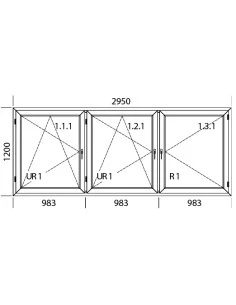 Kunststofffenster PVC 2950 x 1200 mm Dreh-Kipp | Dreh - Aluplast Ideal 7000 2