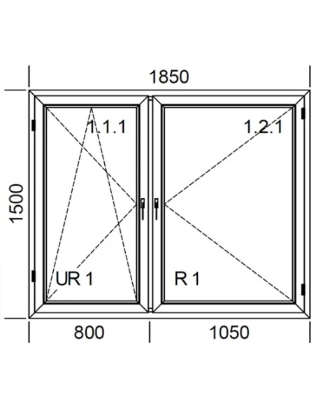 Kunststofffenster PVC 1850 x 1500 mm Dreh-Kipp | Dreh - Aluplast Ideal 7000