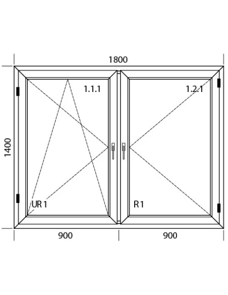 Kunststofffenster PVC 1800 x 1400 mm Dreh-Kipp | Dreh - Aluplast Ideal 7000