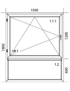 Kunststofffenster PVC 1500 x 1800 mm Dreh-Kipp | Festverglasung - Aluplast Ideal 7000 2