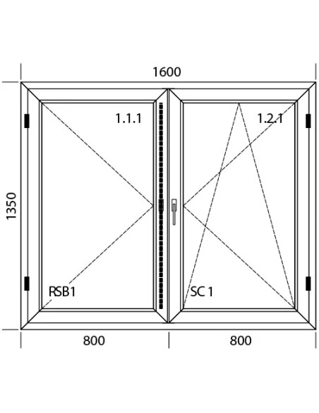 Kunststofffenster PVC 1600 x 1350 mm Dreh | Dreh-Kipp - Aluplast Ideal 7000