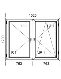 Kunststofffenster PVC 1525 x 1200 mm Dreh | Dreh-Kipp - Aluplast Ideal 7000 2