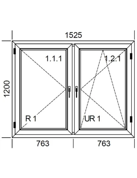 Kunststofffenster PVC 1525 x 1200 mm Dreh | Dreh-Kipp - Aluplast Ideal 7000