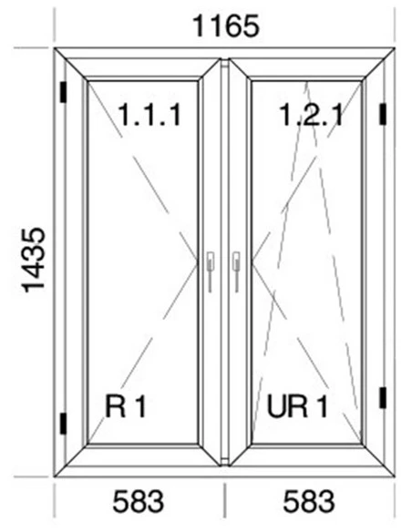 Kunststofffenster PVC 1165 x 1435 mm Dreh | Dreh-Kipp - Aluplast Ideal 7000