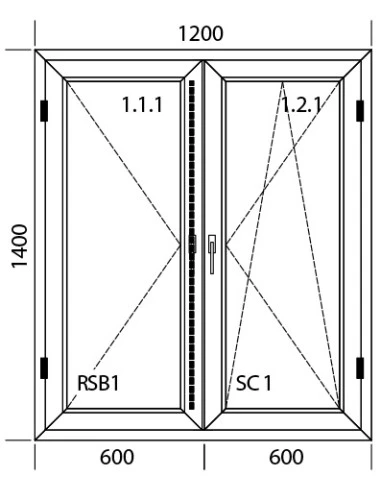 Kunststofffenster PVC 1200 x 1400 mm Dreh | Dreh-Kipp - Aluplast Ideal 7000