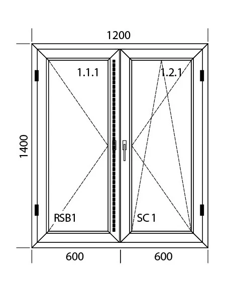 Kunststofffenster PVC 1200 x 1400 mm Dreh | Dreh-Kipp - Aluplast Ideal 7000