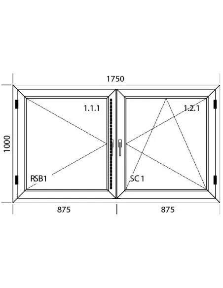 Kunststofffenster PVC 1750 x 1000 mm Dreh | Dreh-Kipp - Aluplast Ideal 7000