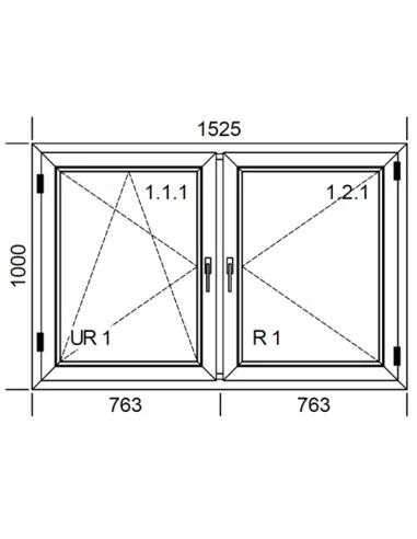 Kunststofffenster PVC 1525 x 1000 mm Dreh-Kipp | Dreh - Aluplast Ideal 7000