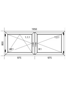 Kunststofffenster PVC 1950 x 800 mm Dreh-Kipp | Dreh - Aluplast Ideal 7000 2
